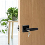 Door Handle Set Lever Privacy Function Square Black V63-837371