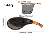 Wooden Fly Fishing Landing - Rubber Ghost Mesh & Release for Gentle Catch & Release - Trout Bass V1366-AZ2-W-16497