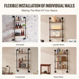VEVOR Industrial Pipe Shelf 3 Tier 24x7.87in Wall-Mount for Kitchen Bedroom V952-JSGZWJYGHMBHHZ8X0V0