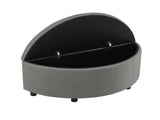 Artiss Storage Ottoman Bench Linen Fabric Tufted Half Round Footstool Grey OTM-D-HARO-FB-GY