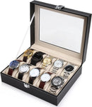 Black PU Leather Watch Organizer Display Storage Box Cases for Men & Women V178-84574