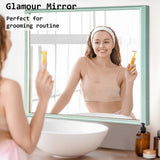 2 Set Wall Mirror Rectangular Frame Bathroom 70x90cm Turquoise V274-FT-BM-PSSQ-LB7090-X2