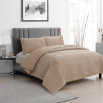 Ardor Hana Champagne Embossed Velvet Quilt Cover Set King V442-INT-QUILTCS-HANA-CHAMPAGNE-KI