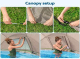 Bestway Swimming Pools 396cm x 107cm Steel Above Ground Canopy Backyard Pool Set White BW-POOL-RC-396-561FX
