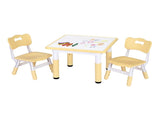 Keezi Kids Table and 2 Chairs Set Height Adjustable Toddler Desk and Chair Set for Ages 3-8, KTC-A-GRA-2CHAIRS-NAT