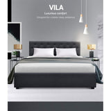 Artiss Bed Frame Queen Size Gas Lift Charcoal VILA BFRAME-E-VILA-Q-CHAR-AB