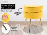 Ottoman Foot Stool Velvet Fabric Metal Leg Round YELLOW V274-FT-VST-1596-YE