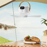 Portable Camping Ceiling Fan, Rechargeable 2400mAh with Light & Hook, 3 Speeds&Brightness for V1366-AZ2-W-23173