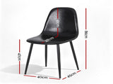 Artiss 2x Dining Chairs Retro PU Leather Kitchen Lounge Cafe Accent Chair Black DINC-B-B04-BKX2