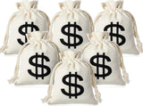 48 Pcs Canvas Money Bags Bulk with Drawstring Dollar Sign Sacks Pouch 4.3 x 7.1 Inch Cash Coin Props V1259-DP01-A-5584