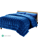 Giselle Bedding Faux Mink Quilt Blue King QUILT-FM-TEAL-K