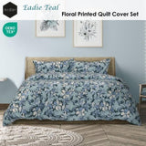 Ardor Eadie Teal Floral Printed Quilt Cover Set Queen V442-INT-QUILTCS-EADIE-TEAL-QS