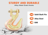 Transport Binder Chain, 2222 kg Working Load Limit, G80 Tow Chain Tie Down with Grab Hooks, DOT V952-ZGTLJZMGDXZYJUZEDV0