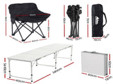 Weisshorn 7pc Camping Table Chair Set Outdoor Folding Aluminium Portable Picnic CAMP-MOON-BKX6-MDF-240