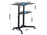 Artiss Mobile Lectern Stand, Adjustable Sit-to-Stand Presentation Podium w/ Wheels Black LPS-HY04-125-BK