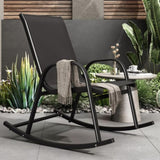 Rocking Chair High Back Rocker Chairs Steel Metal Textilene Fabric-Black V264-OTF-522S-BLK