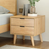 Artiss Bedside Table 2 Drawers - Pine FURNI-Q-BS-03-WD