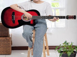 Karrera 38in Pro Cutaway Acoustic Guitar with Carry Bag - Red Burst CC38-PRO-SRD