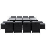 Gardeon Outdoor Dining Set 13 Piece Wicker Table Chairs Setting Black FF-DINING-13-BK-ABCDE