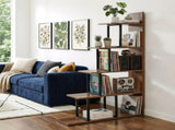 Artiss 5 Tiers Bookshelf Ladder Corner Shelf Bookcase Walnut FUR-T-LSHLEF-5T-WD
