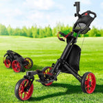 Everfit Golf Buggy Foldable Trolley Golf Cart Swivel Wheel Umbrella Bottle Stand GOLF-A-BUGGY-3-SW-RD