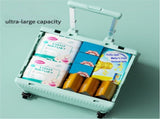 Foldable Rolling Storage Cart with Telescopic Handle - Large Capacity, Portable Utility Box 45L blue V888-ELOSUNG10740