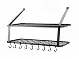 Toque Metal Pot Pan Rack Hanging Kitchen Shelf Wall Mounted Organizer 10 Hooks KT1064-BK-AU