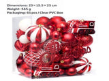 65-Piece Christmas Tree Ornament Set with Painted Balls, Train, Pinecone, Star and Merry Christmas V1341-ZY-H3QLKW2R-SILVER