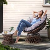 Gardeon Outdoor Lounge Setting Papasan Chair Wicker Table Garden Furniture Brown ODF-PAPASAN-CHTB-BR