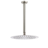 Brushed Nickel Round 10" Shower Rain Head 300mm Brass Ceiling Dropper Arm Set V1233-A511300NKSR110N
