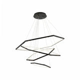 BAMDECOR AD2582/4 Modern LED Chandelier, Hexagonal Rings Ceiling Lighting Contemporary Chandeliers V255-BAM-AD2582-4-46810-BLK