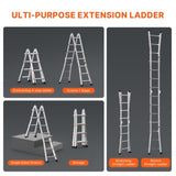 Telescoping Ladder A Frame, 13 FT Compact Aluminum Extension Ladder, Multi-Function Portable V952-DGNAZXYST40MJ7HIQV0