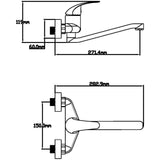 Kitchen Mixer Tap, Wall Mounted, Low Spout, Silver V1237-ZY-715-091