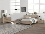 4 Pieces Bedroom Suite Natural Wood Like MDF Structure Queen Size Oak Colour Bed, Bedside Table & V43-BDS-CEL-4PC-TBY-Q-OAK
