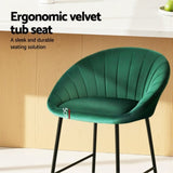 Artiss 4x Bar Stools Kitchen Dining Chair Counter Stool Tub Velvet Metal Green BA-K-1074-GNX4