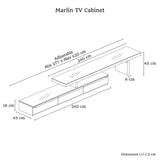 TV Cabinet with 3 Storage Drawers Extendable With Glossy MDF Entertainment Unit in Black Color V43-TVC-MRLNBL