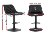 Artiss 2x Bar Stools Kitchen Swivel Gas Lift Counter Chair Diamond Leather Black BA-K-799G-BKX2