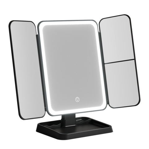 Embellir LED Makeup Mirror Tri-fold Lighted Vanity Mirrors 1X2X3X Magnifications MM-E-TRI-4030LED-BK