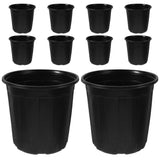 10-Pack Large Black Plastic Nursery Plant Pots 7.19 x 7.19 x 7.07 Inches for Indoor Outdoor V1369-AZ3-W-12976