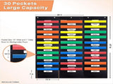 30 Pocket File Pocket Chart, 42inch Wide X 47inch Tall - Versatile Wall Hanging File Folder V1369-AZ3-W-08392