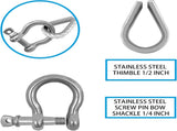 Solid Braid Nylon Anchor Rope Line Boat with Stainless Steel Thimble & Shackle V1259-DP01-A-1291