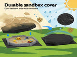 Keezi Kids Sandpit Wooden Round Sand Pit with Cover Bench Seat Beach Toys 182cm Grey SAND-OCTA-177-GR