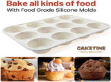 Silicone Muffin Pan, Metal Reinforced Frame Cupcake Pan 12 Cups Regular Size Easy to Move in or Out V1259-DP01-A-4507