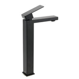 Matt Black Stainless Steel Square Tall Basin Mixer Sink Tap High Vanity Spout V1233-KSQ104B