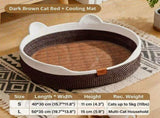 Handwoven Cotton Rope Cat Bed with Adorable Cat-Ear Design, Breathable Oval Nest with Front Opening V1341-ZY-XQJER22K-H1