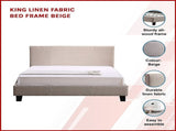 King Linen Fabric Bed Frame Beige V63-800747