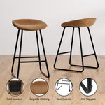 Artiss 4x Bar Stools Kitchen Dining Chairs Counter Stool PU Leather Metal Brown BA-TW-8320-BRX4