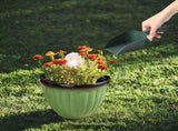 Large Planter Pots Outdoor - 4" Ribbed Flower Pots with Drainage Holes, Lightweight Stackable V1366-AZ2-W-16550