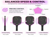 T700 Carbon Fibre Textured Pickleball Set - Black & Yellow Lightweight Pro Paddle with 2 Balls and V888-ELOSUNG55464-1