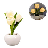 Tulip Night Light Soft Light Exquisite Ceramics PU Flower Table Lamp for Bookstores Cafes Battery V1294-YM0626-3119220194711